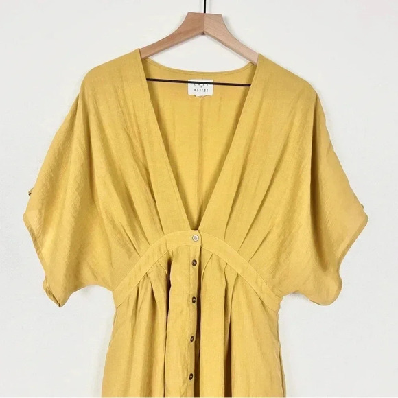 Lost + Wander Poppy Mustard Yellow Button-Up Midi Dress - Picture 8 of 13